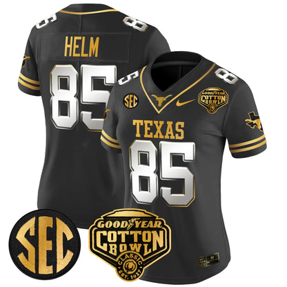 Women's Texas Longhorns Cotton Bowl Patch Gold Vapor Limited Jersey - All Stitched