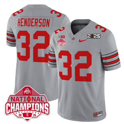 Men's Ohio State Buckeyes 'Heritage Stripe' 2025 CFP Patch - National Champions Jersey - All Stitched