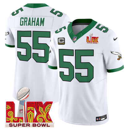 Philadelphia Eagles Kelly Green Super Bowl LIX Patch Vapor Limited Jersey - All Stitched