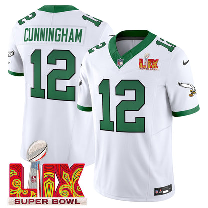 Philadelphia Eagles Kelly Green Super Bowl LIX Patch Vapor Limited Jersey - All Stitched