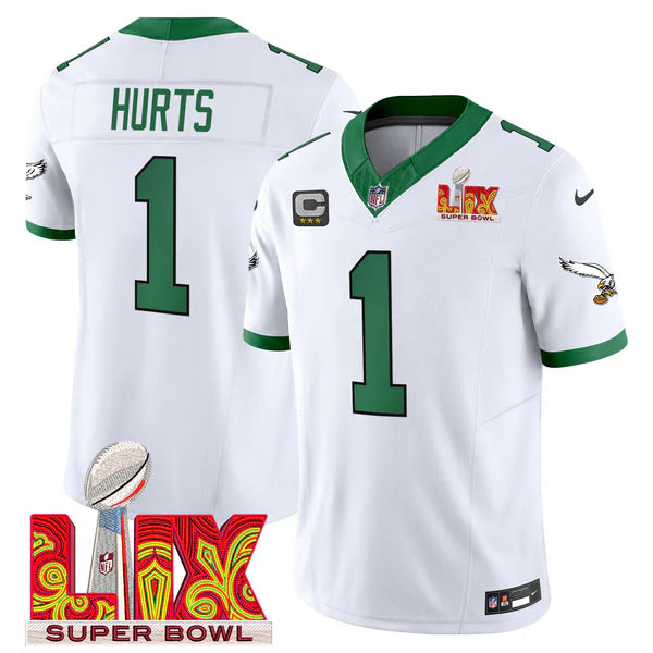 Philadelphia Eagles Super Bowl LIX Patch Vapor Limited Jersey - All Stitched