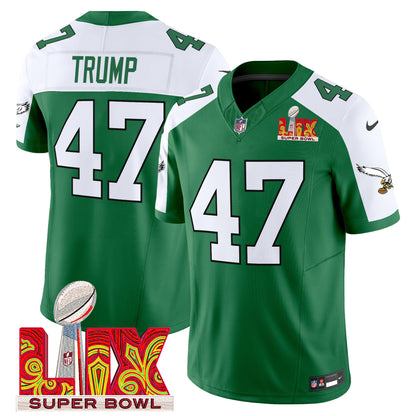 Philadelphia Eagles Kelly Green Super Bowl LIX Patch Vapor Limited Jersey - All Stitched