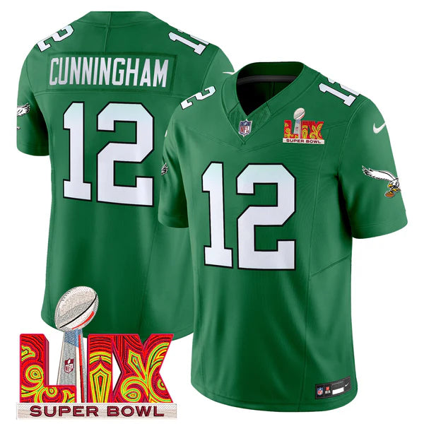 Philadelphia Eagles Super Bowl LIX Patch Vapor Limited Jersey - All Stitched