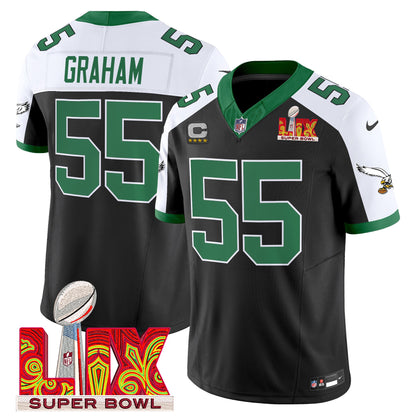 Philadelphia Eagles Kelly Green Super Bowl LIX Patch Vapor Limited Jersey - All Stitched