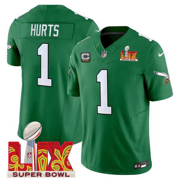 Philadelphia Eagles Super Bowl LIX Patch Vapor Limited Jersey - All Stitched