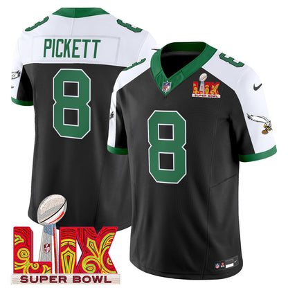 Philadelphia Eagles Kelly Green Super Bowl LIX Patch Vapor Limited Jersey - All Stitched