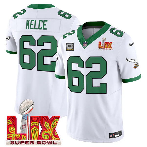 Philadelphia Eagles Super Bowl LIX Patch Vapor Limited Jersey - All Stitched