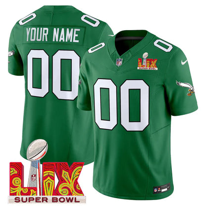 Philadelphia Eagles Super Bowl LIX Patch Vapor Limited Custom Jersey - All Stitched