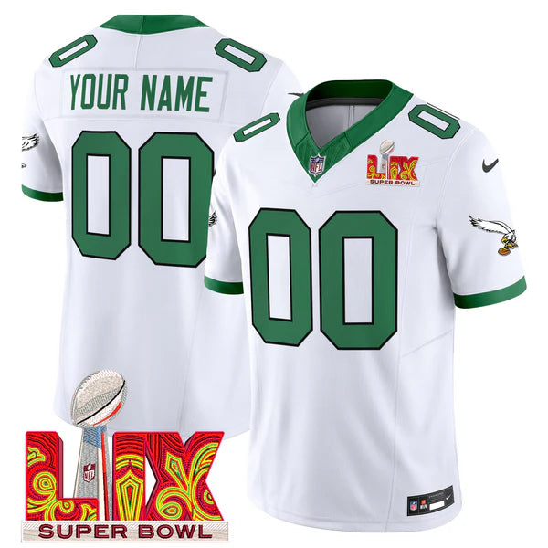 Philadelphia Eagles Super Bowl LIX Patch Vapor Limited Custom Jersey - All Stitched