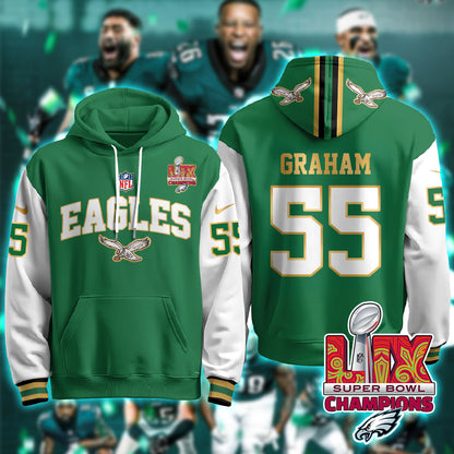 Philadelphia Eagles Super Bowl LIX Champions Gold Hoodie N2R