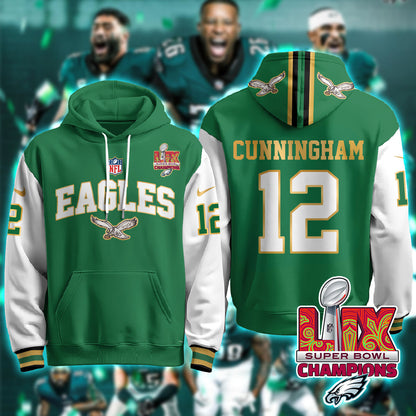 Philadelphia Eagles Super Bowl LIX Champions Gold Hoodie N2R