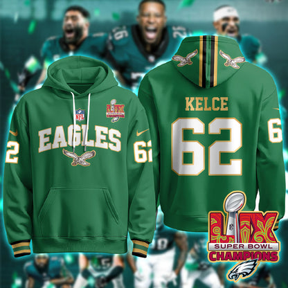 Philadelphia Eagles Super Bowl LIX Champions Gold Hoodie N2R