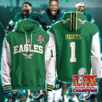 Philadelphia Eagles Super Bowl LIX Champions Gold Hoodie N2R