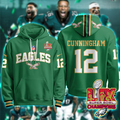 Philadelphia Eagles Super Bowl LIX Champions Gold Hoodie N2R