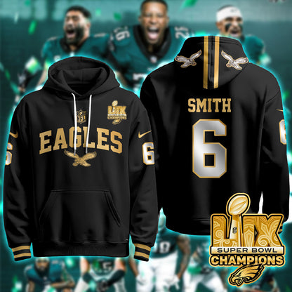 Philadelphia Eagles Super Bowl LIX Champions Gold Hoodie N2R