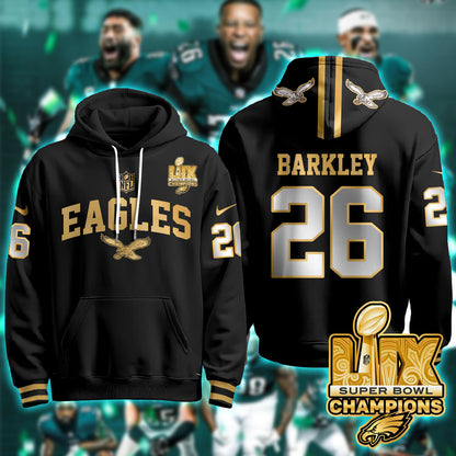 Philadelphia Eagles Super Bowl LIX Champions Gold Hoodie N2R