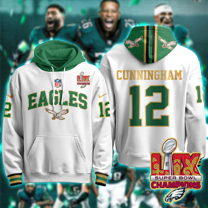 Philadelphia Eagles Super Bowl LIX Champions Gold Hoodie N2R
