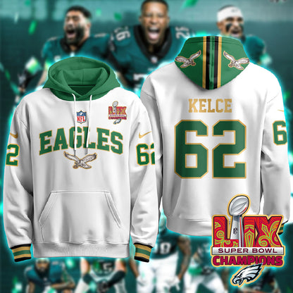 Philadelphia Eagles Super Bowl LIX Champions Gold Hoodie N2R