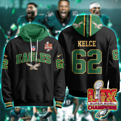 Philadelphia Eagles Super Bowl LIX Champions Gold Hoodie N2R