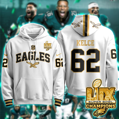 Philadelphia Eagles Super Bowl LIX Champions Gold Hoodie N2R