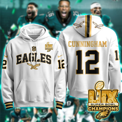 Philadelphia Eagles Super Bowl LIX Champions Gold Hoodie N2R