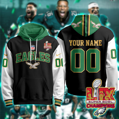 Philadelphia Eagles Super Bowl LIX Champions Gold Hoodie N2r