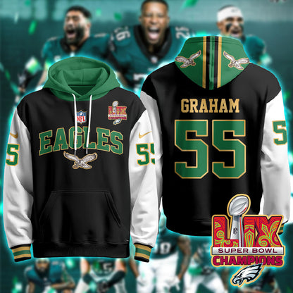 Philadelphia Eagles Super Bowl LIX Champions Gold Hoodie N2R