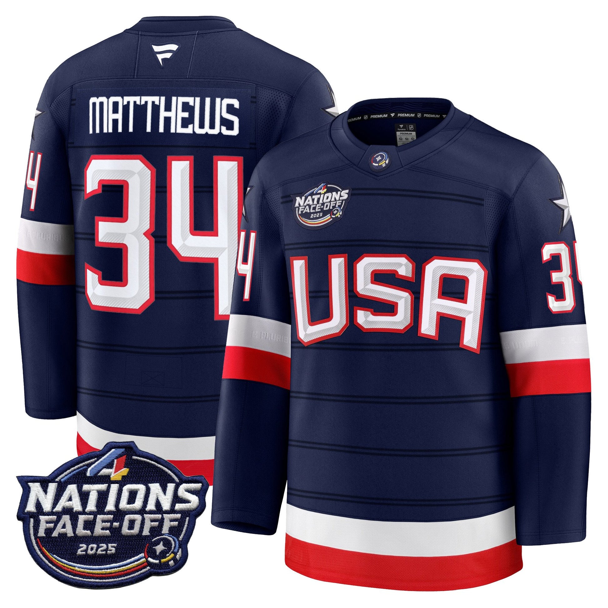 USA 4 Nations Face-Off 2025 Premium Jersey - All Stitched