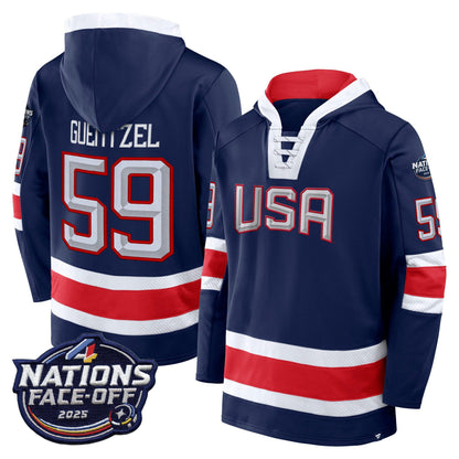USA 4 Nations Face-Off 2025 Inside Line Pullover Hoodie - All Stitched