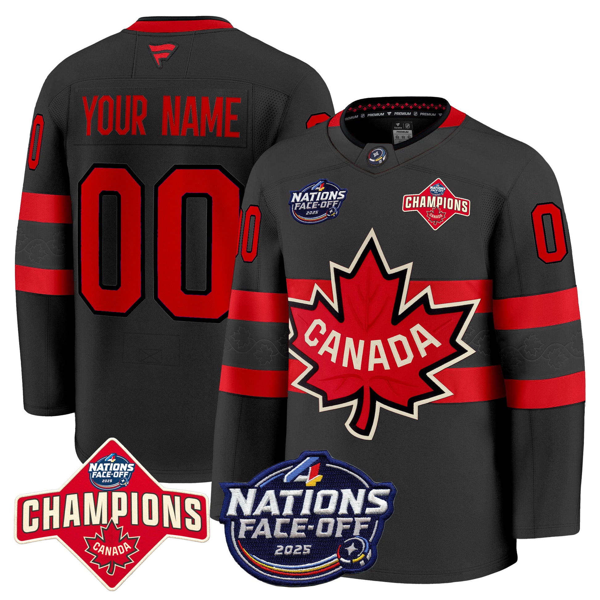 Canada 4 Nations Face-Off 2025 Champions Premium Custom Jersey - All Stitched