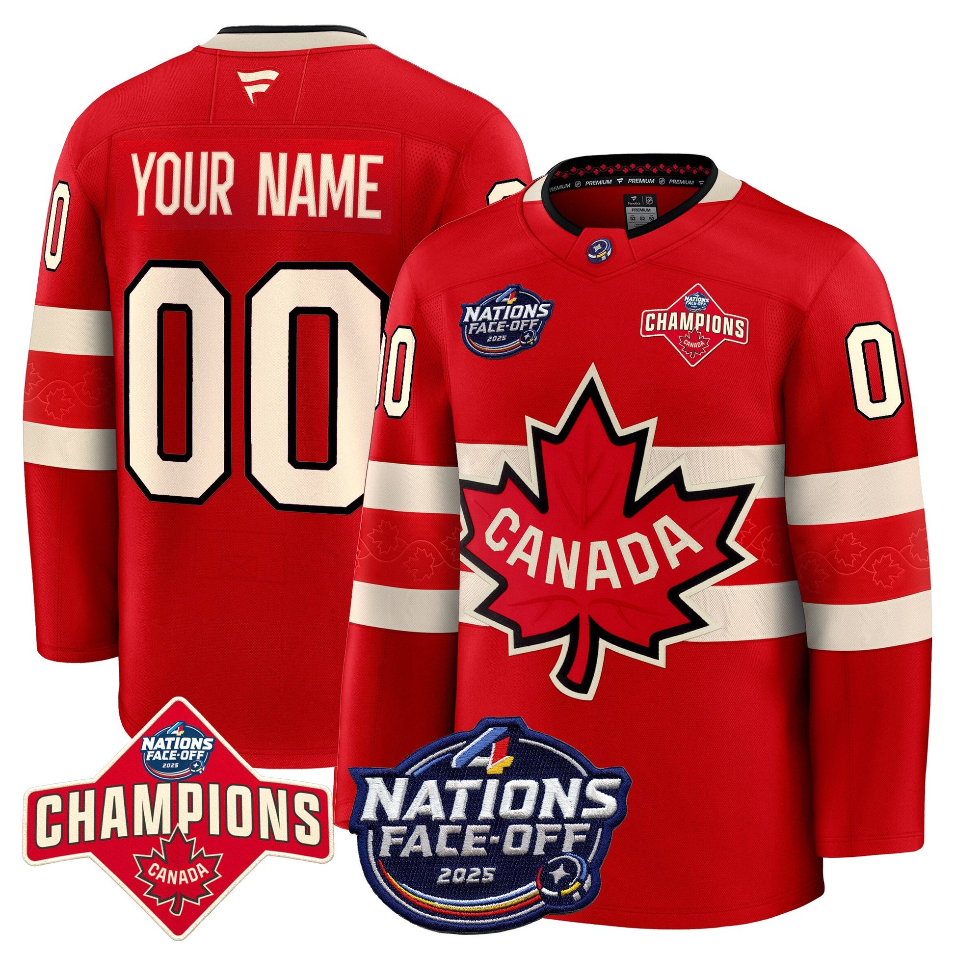 Canada 4 Nations Face-Off 2025 Champions Premium Custom Jersey - All Stitched