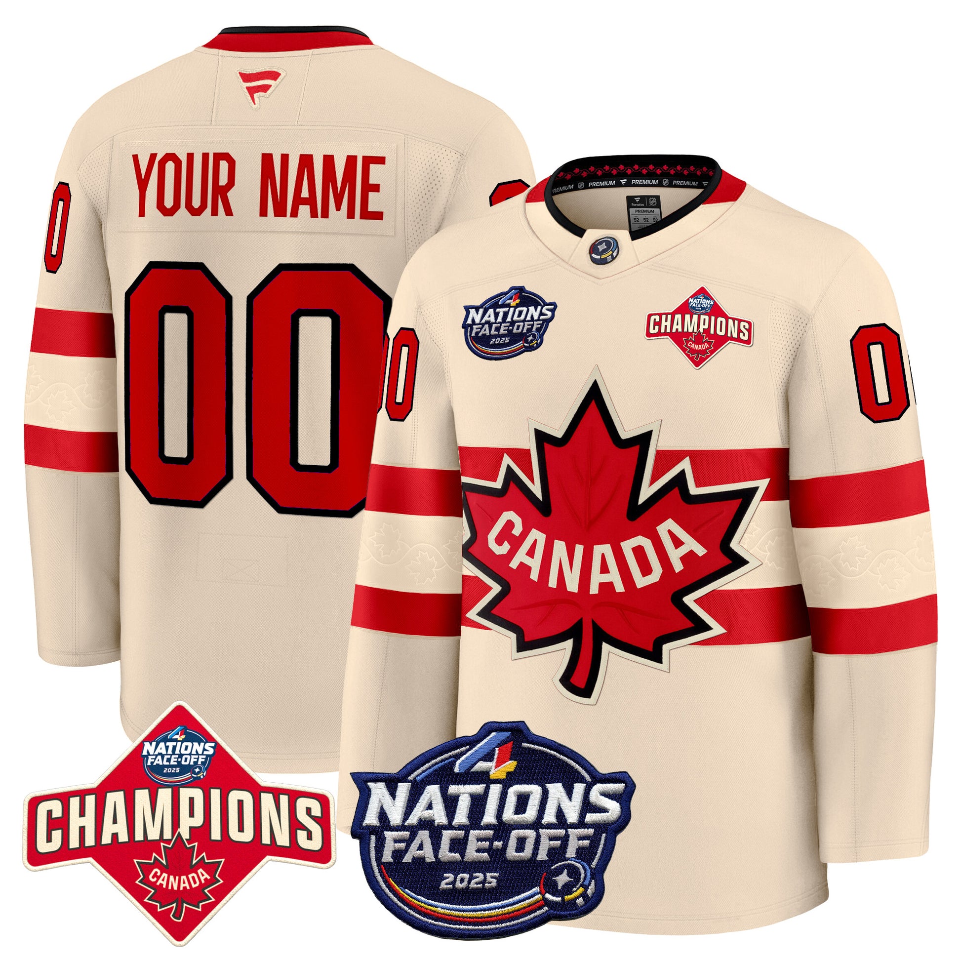 Canada 4 Nations Face-Off 2025 Champions Premium Custom Jersey - All Stitched