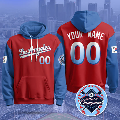 Custom Gender/Name Los Angeles Dodgers Korean Heritage Night Hoodie - All Stitched