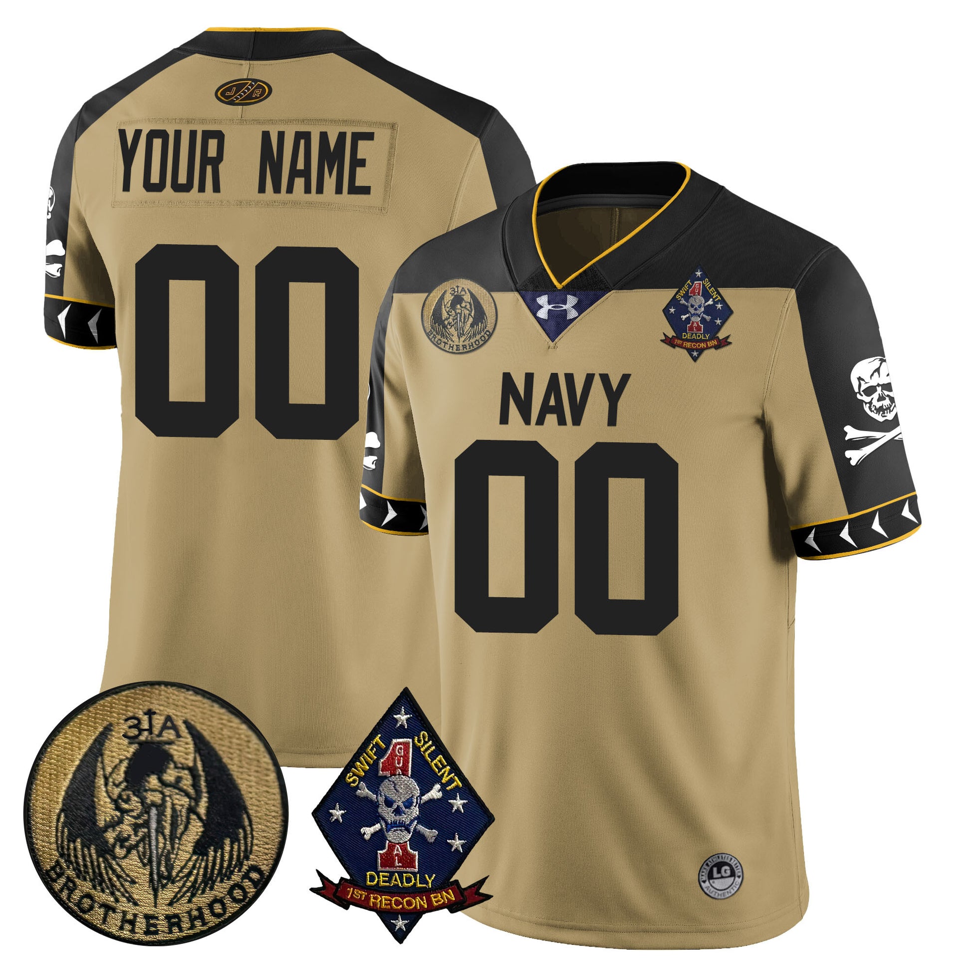 Custom Name/Gender Navy Midshipmen Lacrosse Jolly Rogers Vapor Limited Jersey - All Stitched