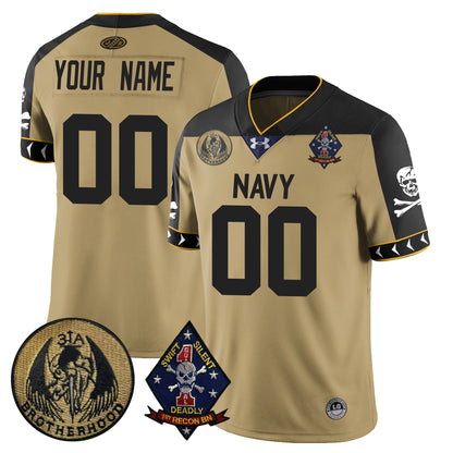 Custom Name/Gender Navy Midshipmen Lacrosse Jolly Rogers Vapor Limited Jersey - All Stitched