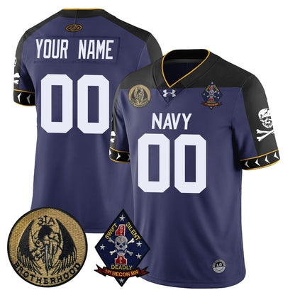 Custom Name/Gender Navy Midshipmen Lacrosse Jolly Rogers Vapor Limited Jersey - All Stitched