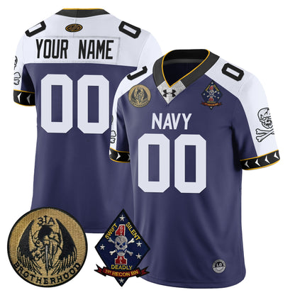 Custom Name/Gender Navy Midshipmen Lacrosse Jolly Rogers Vapor Limited Jersey - All Stitched
