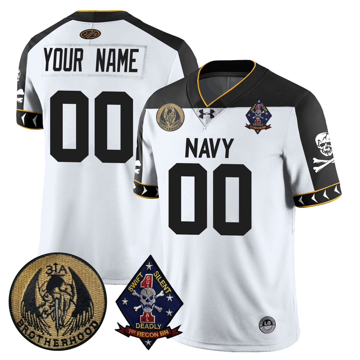 Custom Name/Gender Navy Midshipmen Lacrosse Jolly Rogers Vapor Limited Jersey - All Stitched