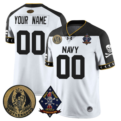 Custom Name/Gender Navy Midshipmen Lacrosse Jolly Rogers Vapor Limited Jersey - All Stitched