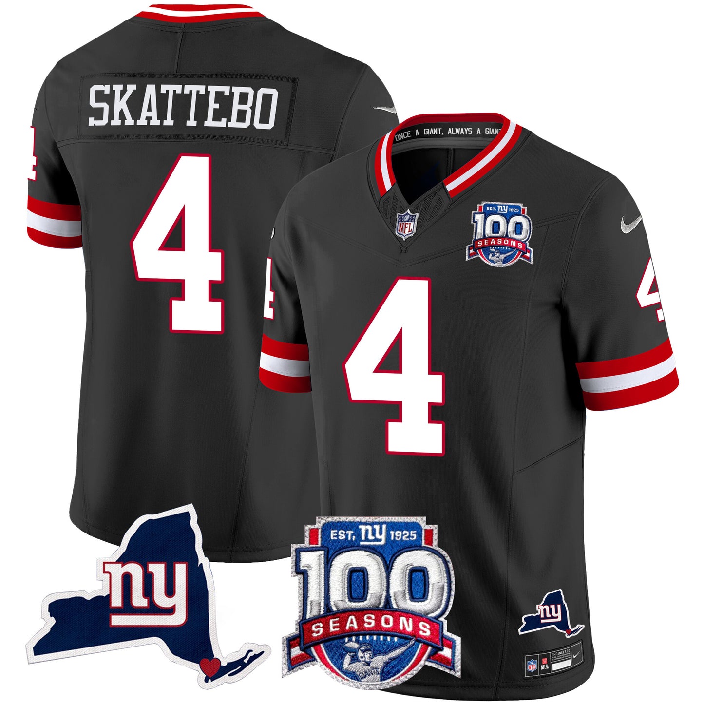 Men's New York Giants 100th Season & State Patch Vapor Limited Jersey - All Stitched