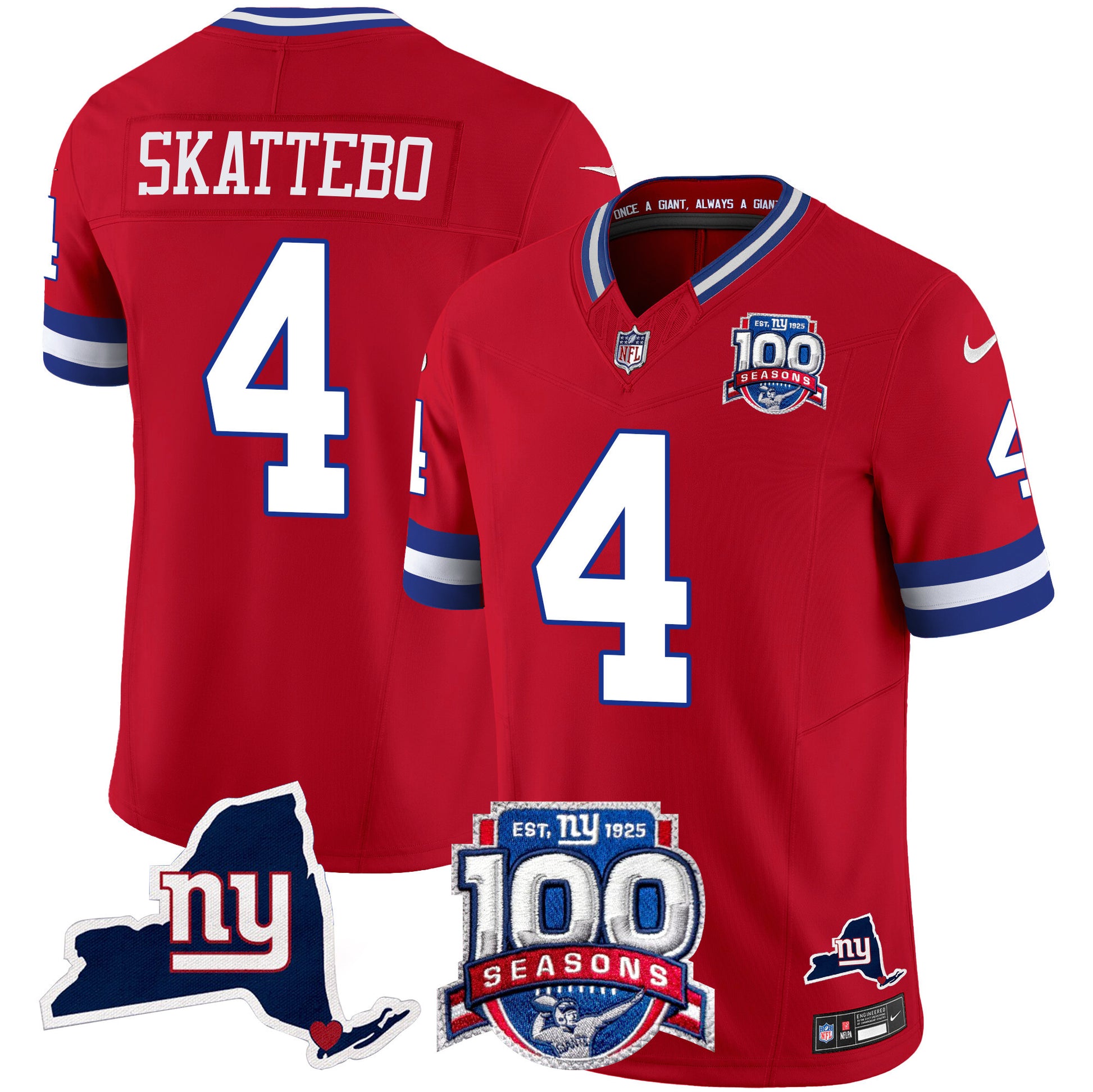 Men's New York Giants 100th Season & State Patch Vapor Limited Jersey - All Stitched