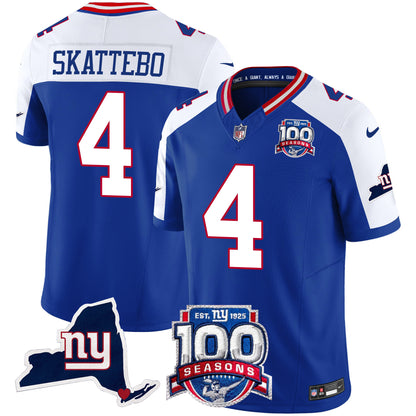 Men's New York Giants 100th Season & State Patch Vapor Limited Jersey - All Stitched