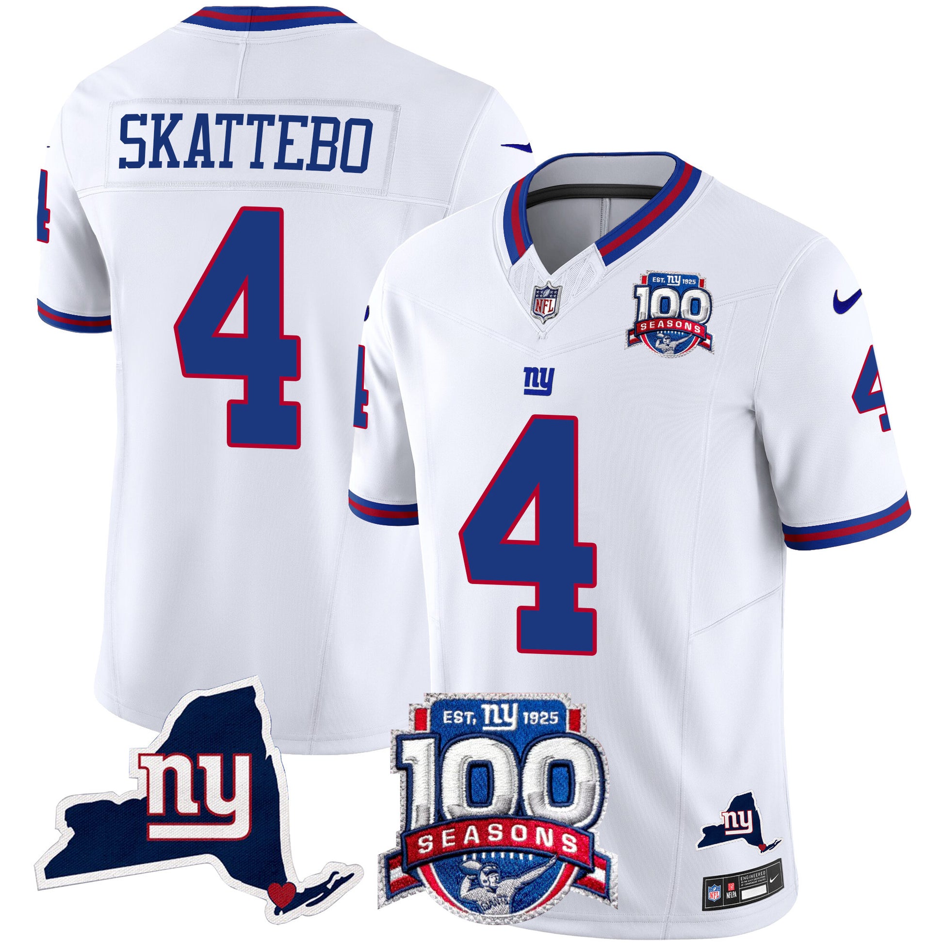 Men's New York Giants 100th Season & State Patch Vapor Limited Jersey - All Stitched