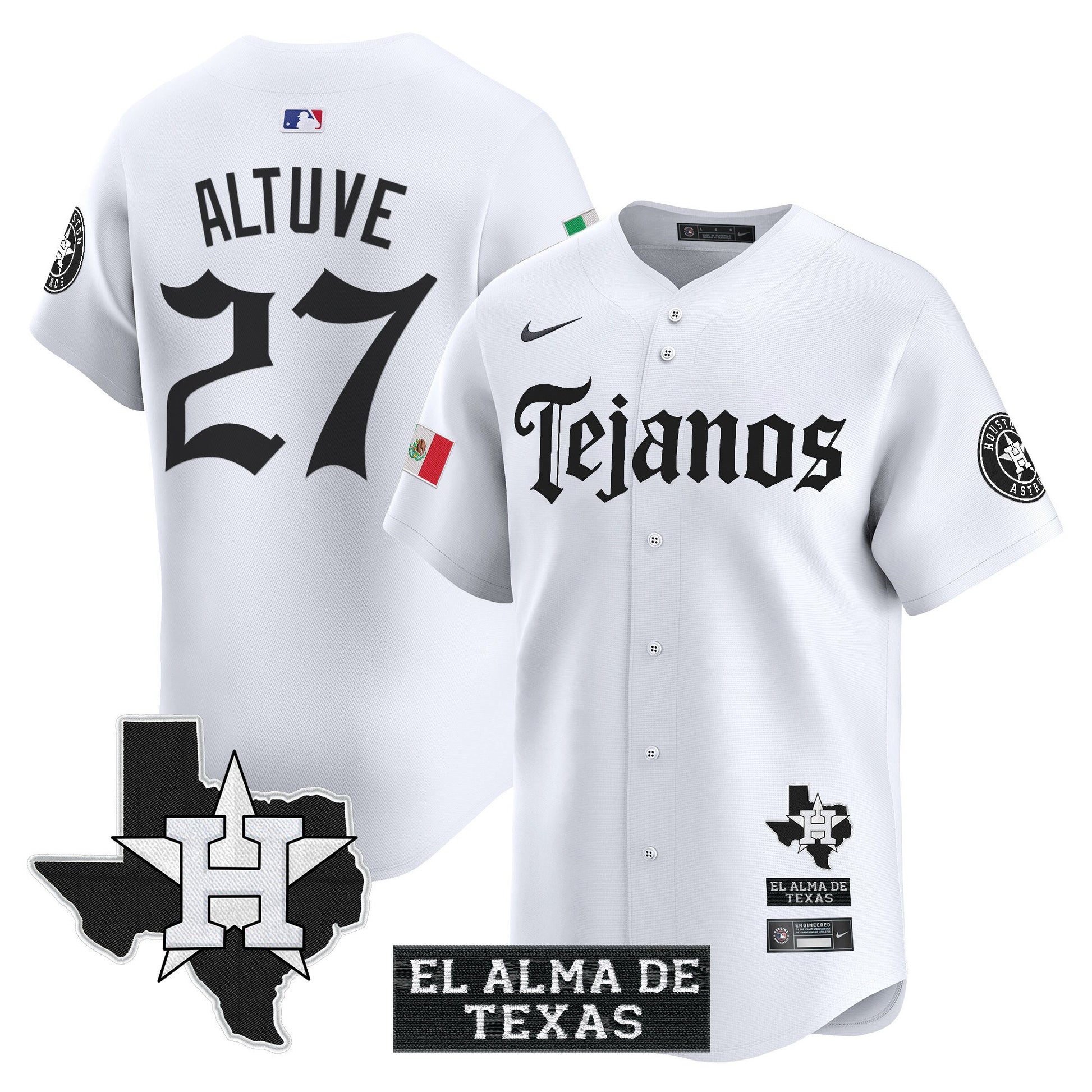 Men's Houston Astros Mexico Tejano Barrio Style Vapor Premier Limited Jersey - All Stitched