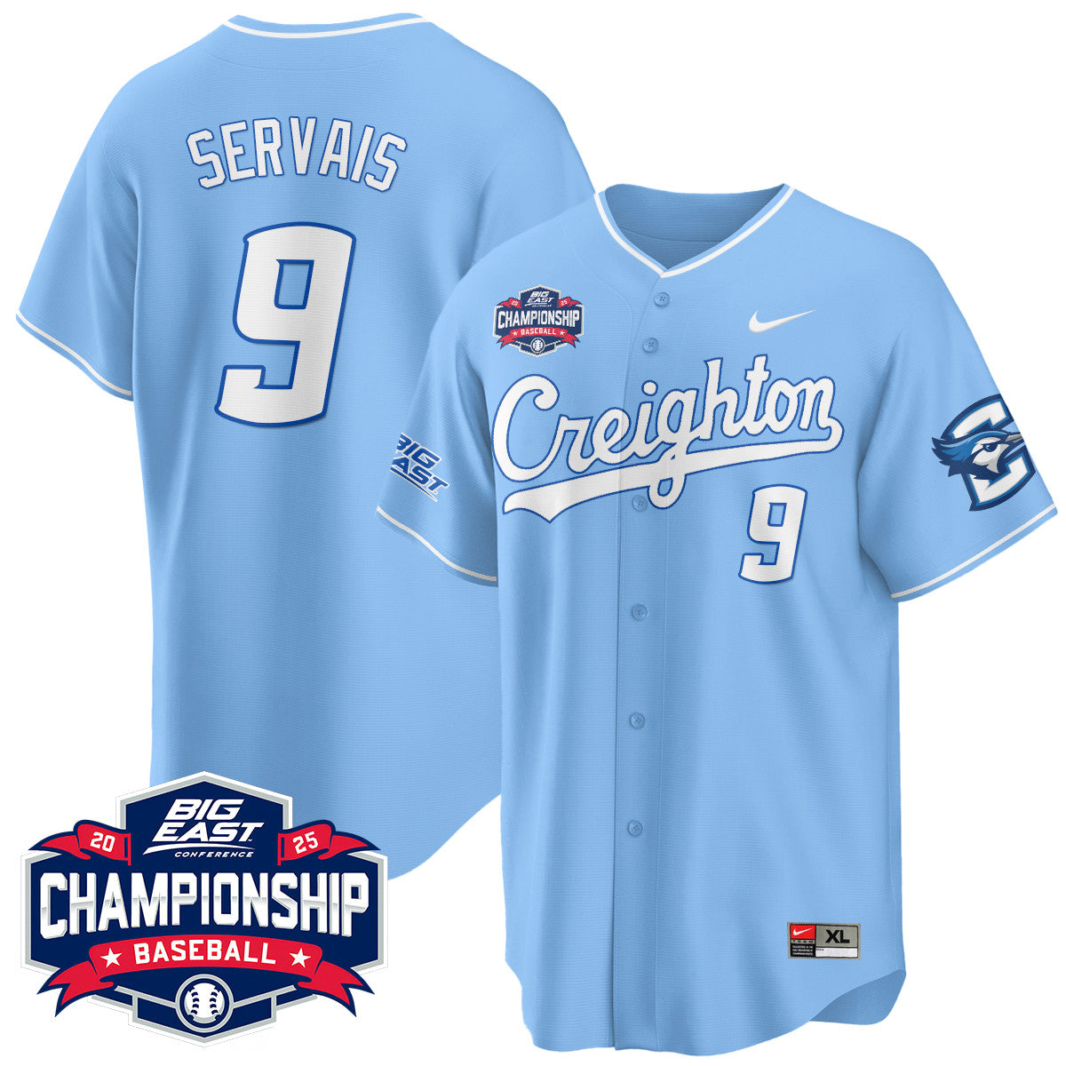 Men's Creighton Baseball 2025 Big East Baseball Tournament Champions Jersey - All Stitched