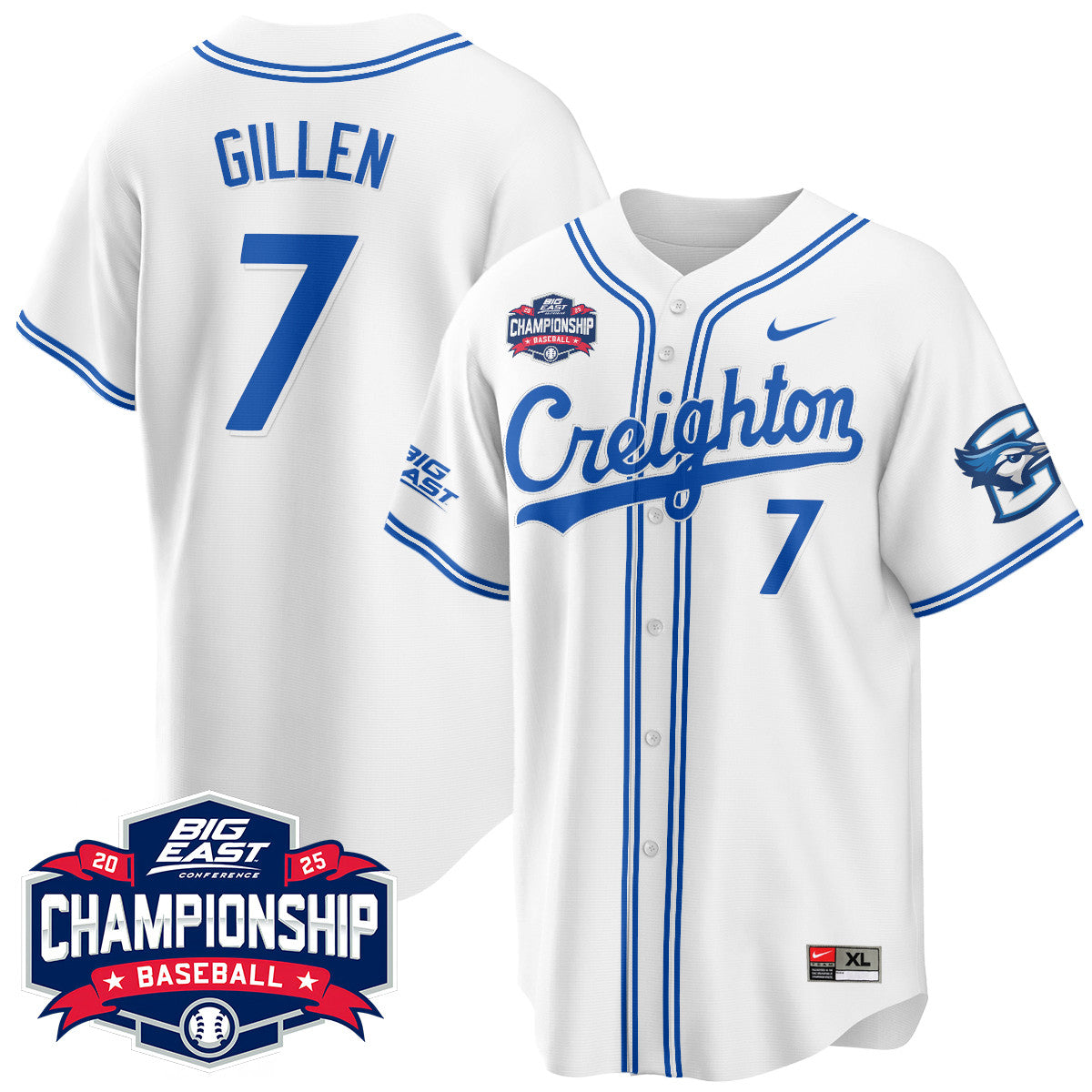 Men's Creighton Baseball 2025 Big East Baseball Tournament Champions Jersey - All Stitched