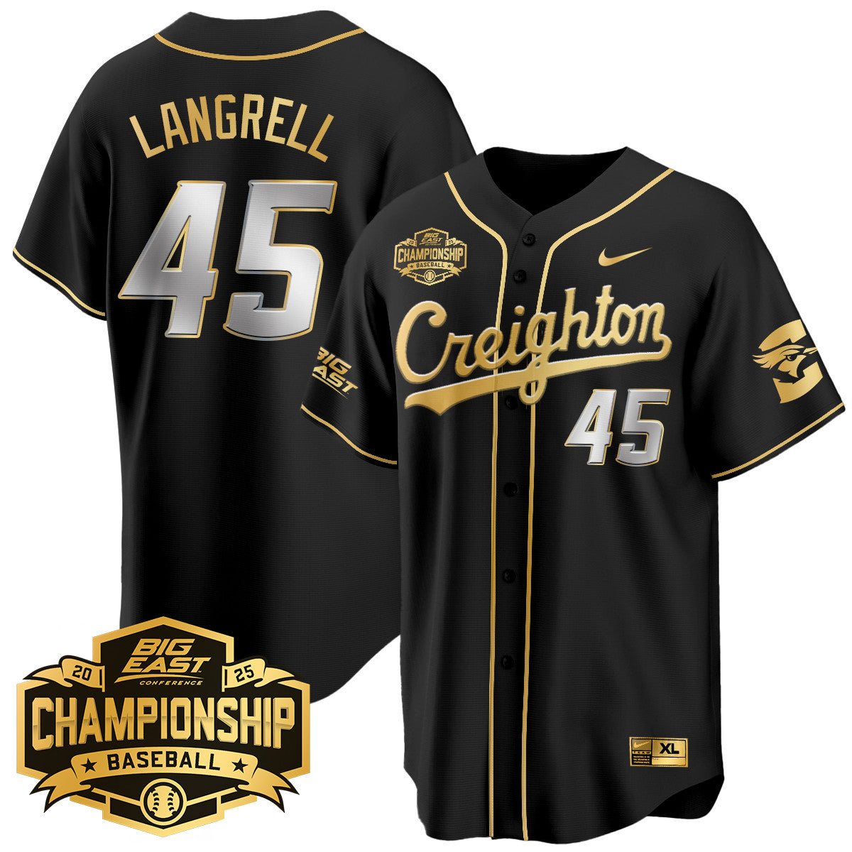 Men's Creighton Baseball 2025 Big East Baseball Tournament Champions Jersey - All Stitched