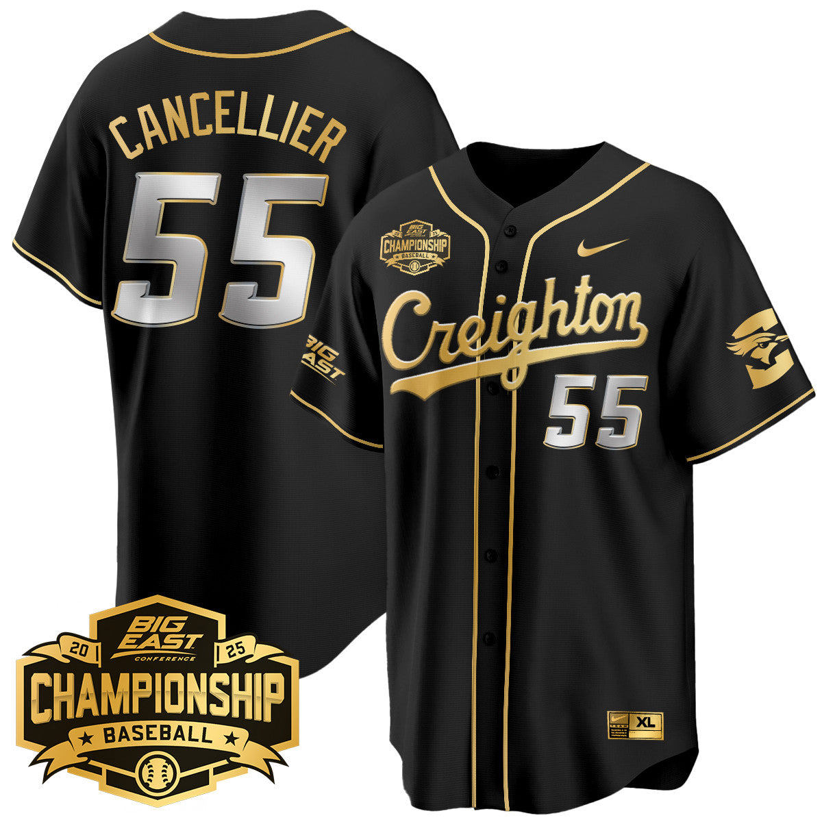 Men's Creighton Baseball 2025 Big East Baseball Tournament Champions Jersey - All Stitched