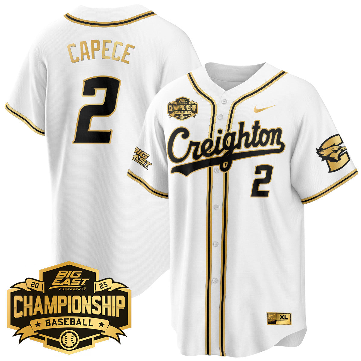 Men's Creighton Baseball 2025 Big East Baseball Tournament Champions Jersey - All Stitched