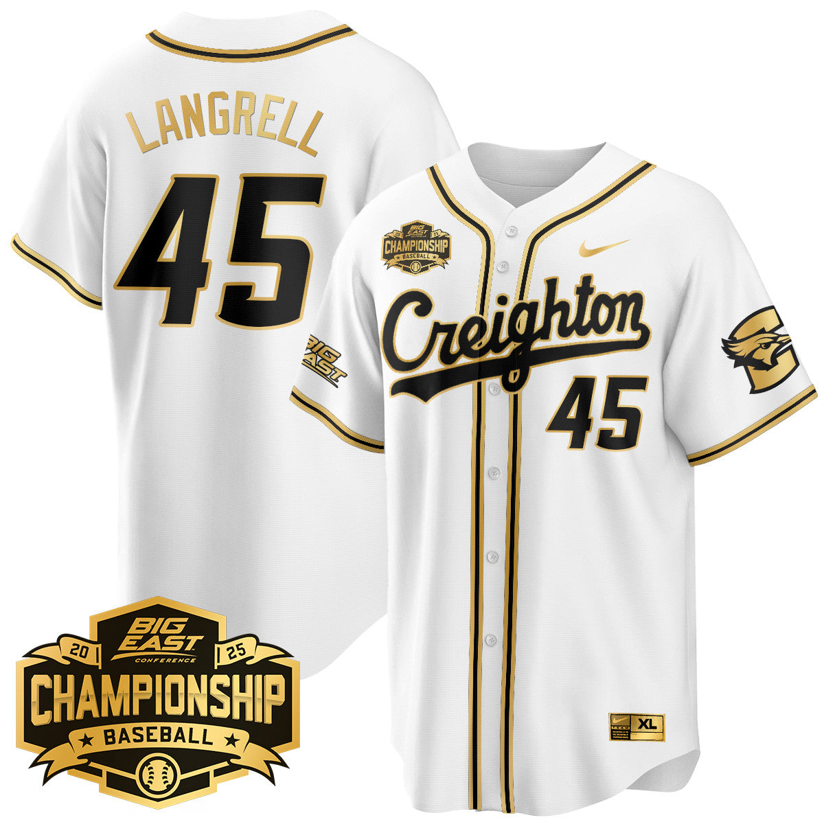 Men's Creighton Baseball 2025 Big East Baseball Tournament Champions Jersey - All Stitched